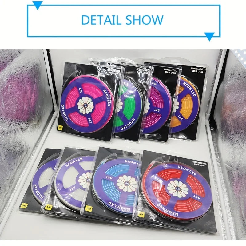 Neon LED Strip Light 5M 600 LEDs Waterproof Flexible Silicone Lamp