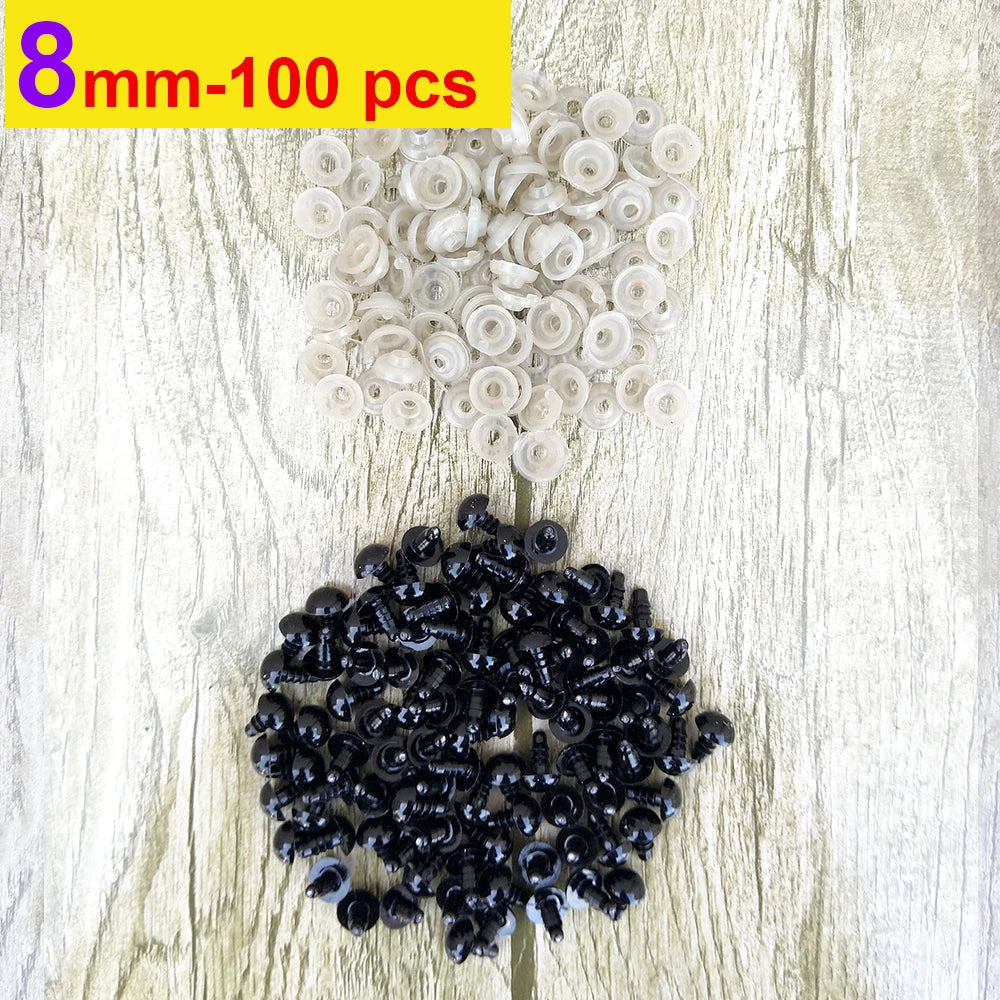 100pcs 8/10/12/14mm Plastic Safety Eyes for DIY Doll Toys