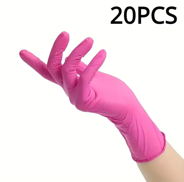 Pink Nitrile Disposable Household Gloves XS to L Elastic Latex Free Waterproof Durable Cleaning Tool