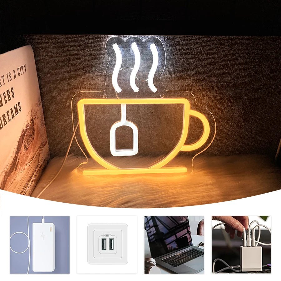 Coffee Neon Sign Super Bright LED with USB Power Supply