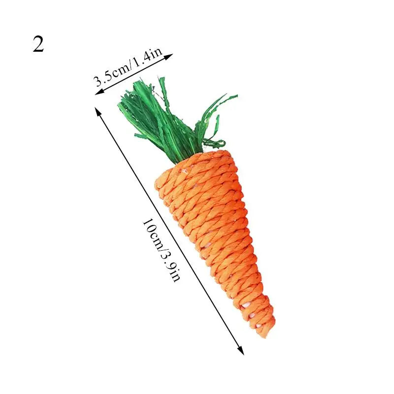 Cute Hamster Rabbit Chew Toy Bite Grind Teeth Toys Corn Carrot Woven Balls For Tooth Cleaning Radish Molar Toys Pet Supplies