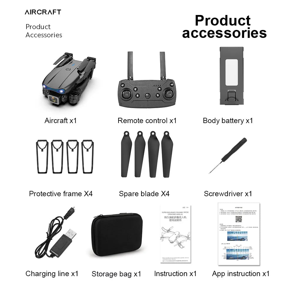 E99 Pro Drone Quadcopter HD 6K Photography Remote Control Toys