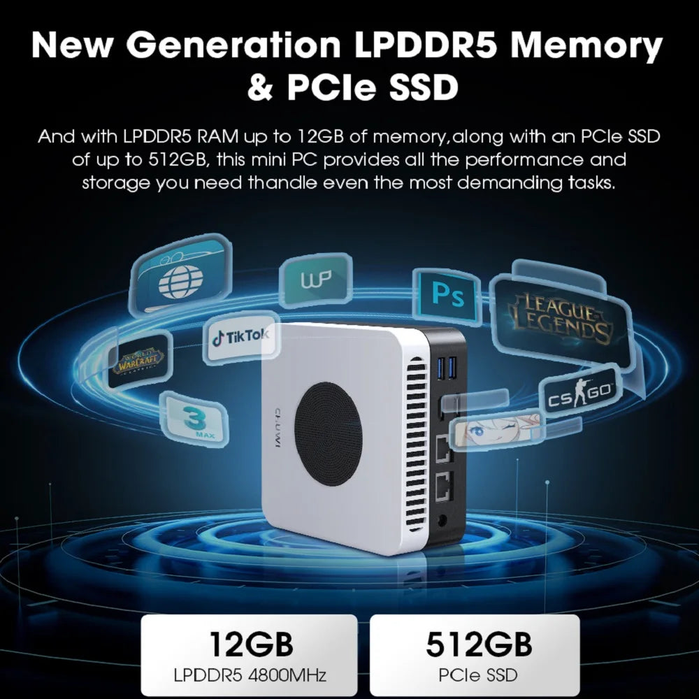 CHUWI LarkBox X Mini PC 12GB RAM 512GB SSD Intel N100 Game PC UHD Graphics WiFi 6 Desktop