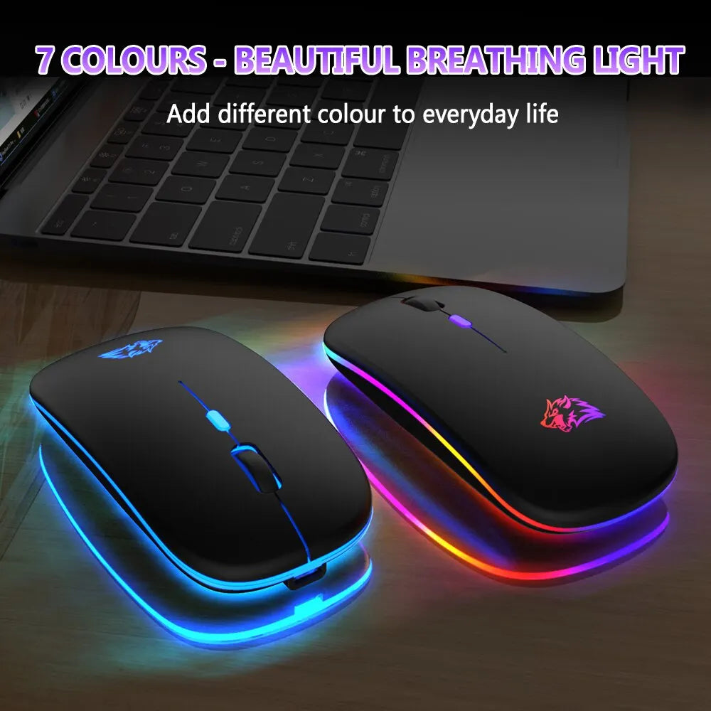 Wireless Mouse Bluetooth and 2.4GHz Dual Modes RGB Ergonomic Silent Click for PC iPad Laptop