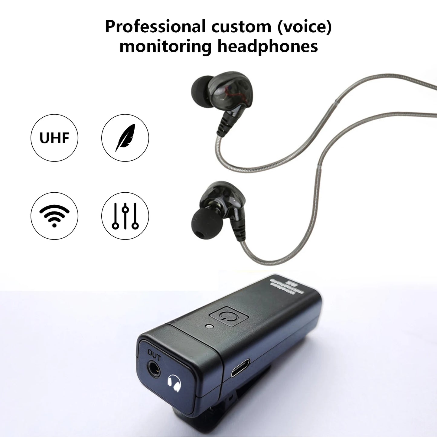 Wireless In Ear Earphone Monitoring System IEM UHF FM Simultaneous