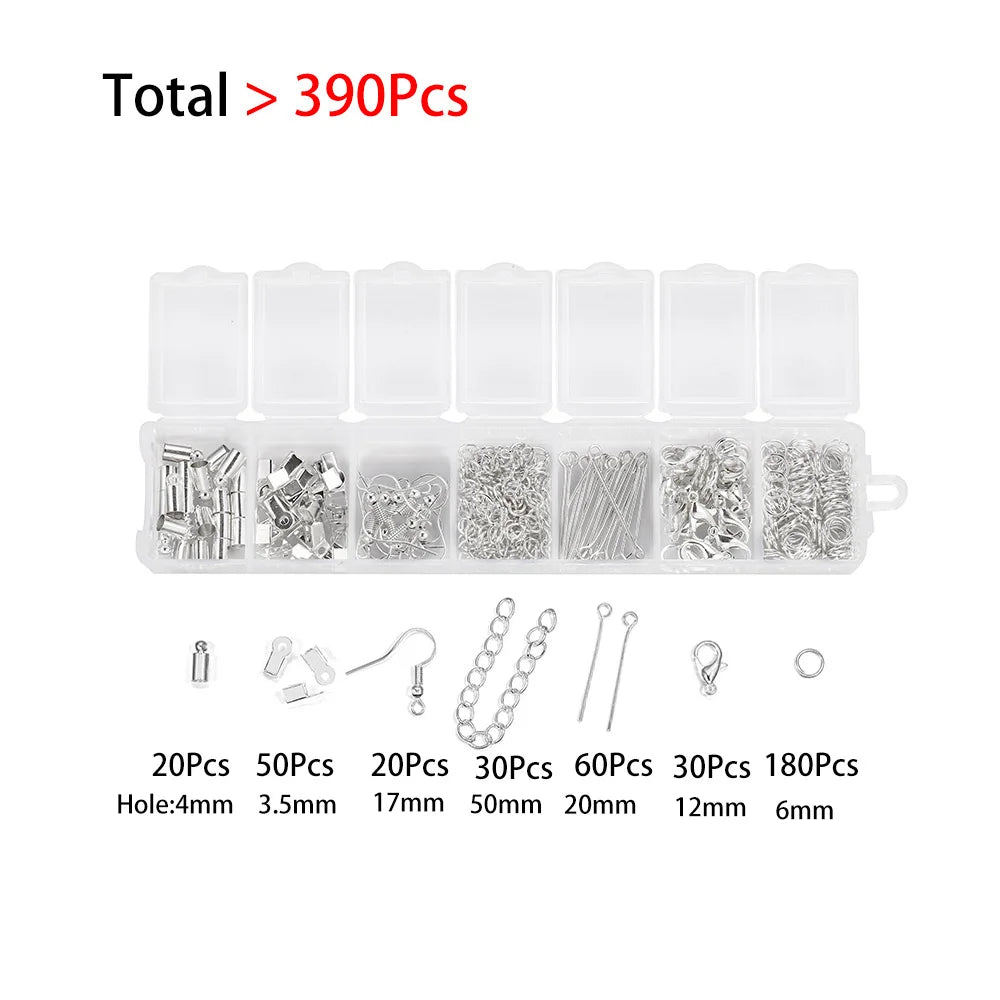 210-400Pcs Box Jewelry Making Kits with Clasp and Jump Rings