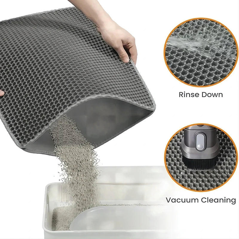 Pet Cat Litter Mat Waterproof Double Layer Cat Litter Trapping Pad for Clean Floors