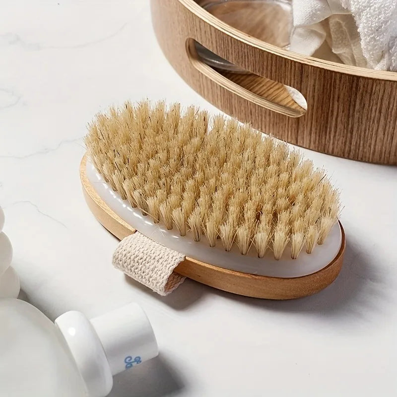 Natural Bristle Body SPA Brush for Wet and Dry Skin Massage