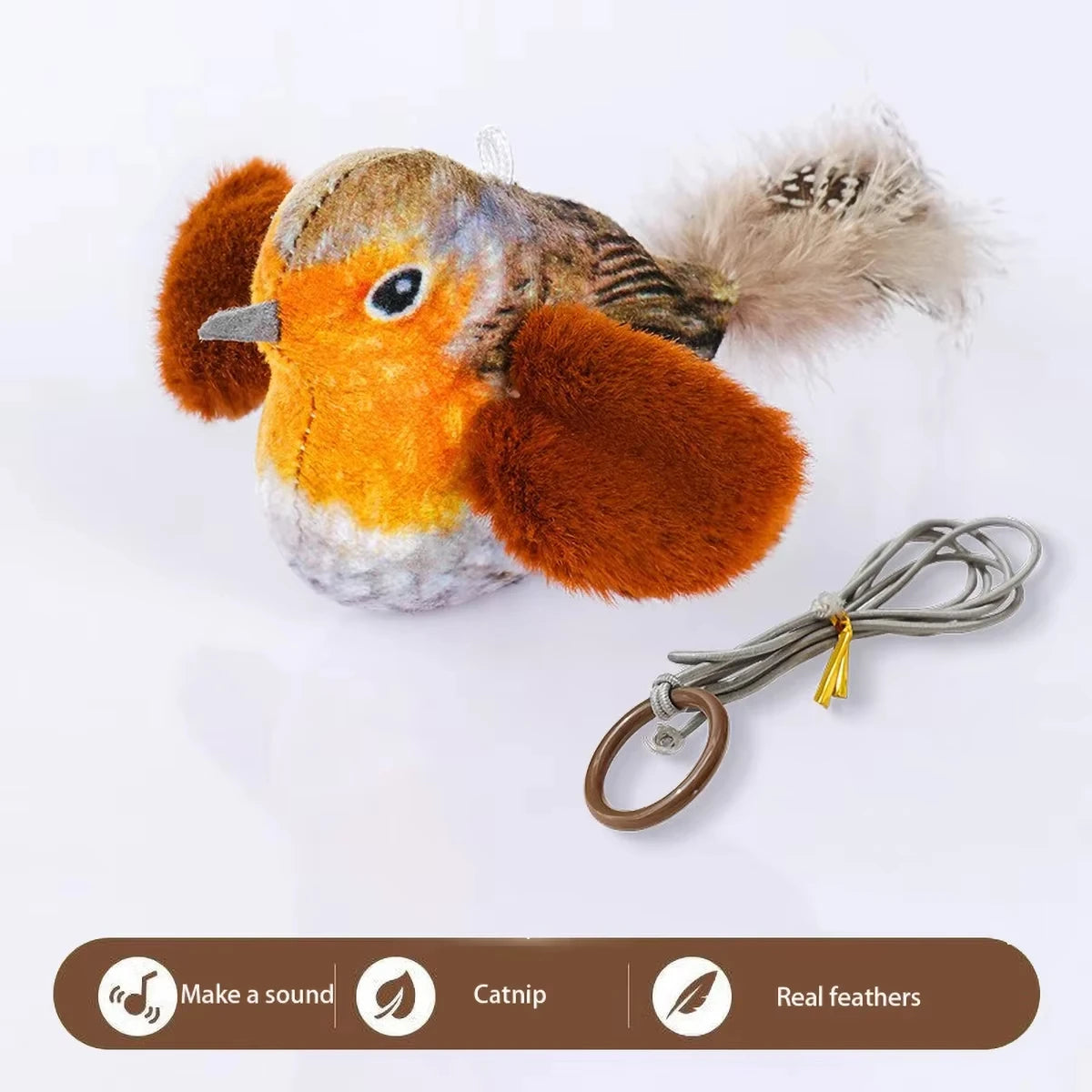 Interactive Cat Toy with Intelligent Sound Sensing Realistic Bird Calls and Built-in Catnip for Enhanced Playtime for Cats Toy