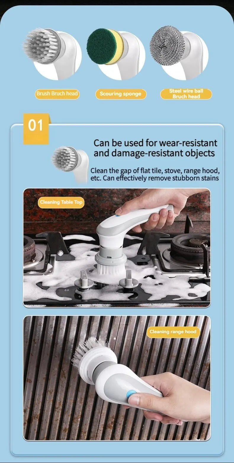 3-in-1 Electric Cleaning Brush USB Rechargeable Rotary Scrubber