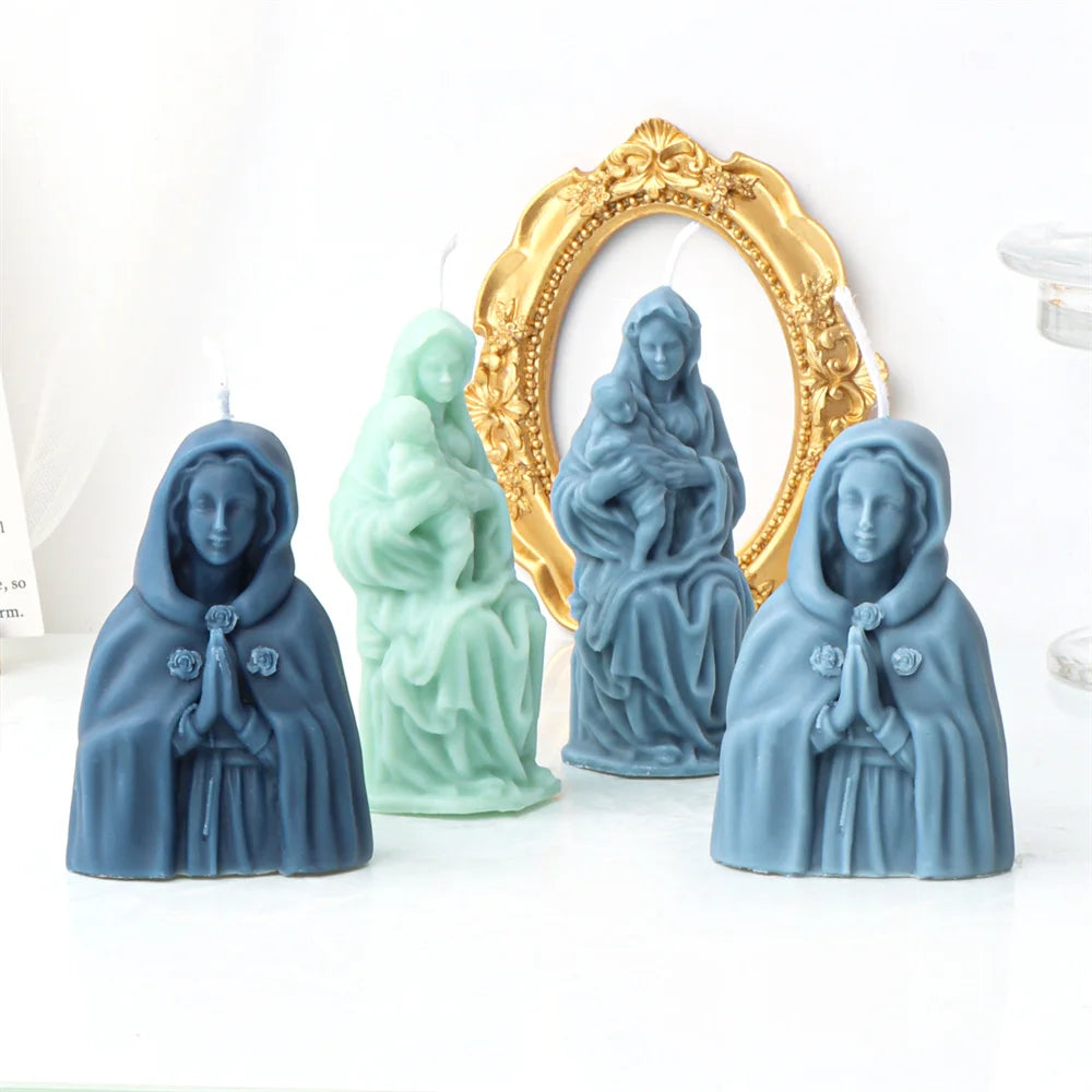 Religious Blessed Virgin Mary Candle Silicone Mold for Crafts