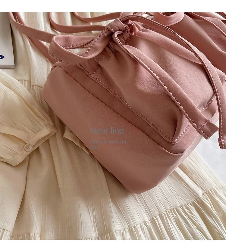 2024 New Korean Bow Nylon Shoulder Bag Large Capacity Tote Bag