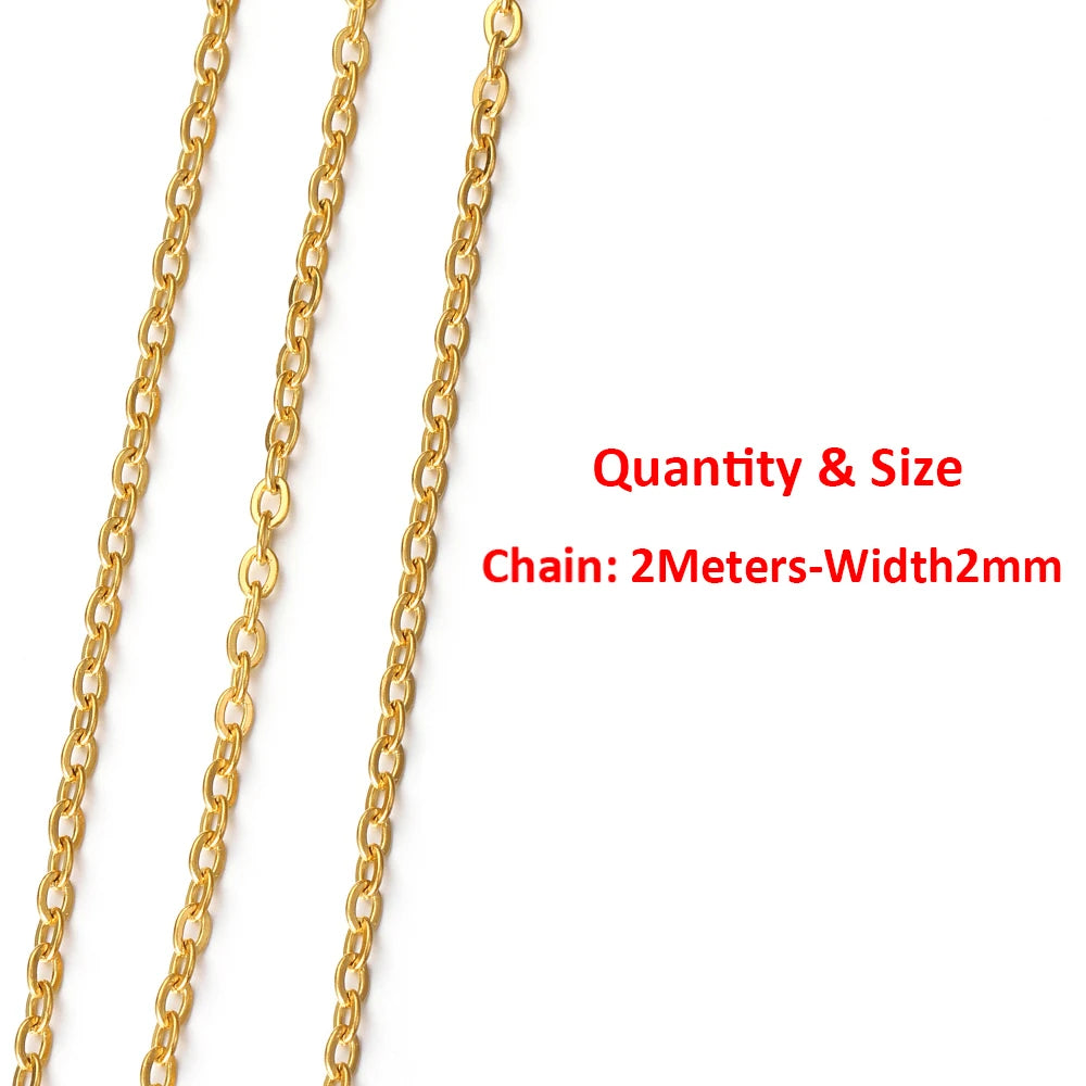 2 Meters/1 Meter High Quality Gold Color Stainless Steel Chain for DIY Jewelry Making