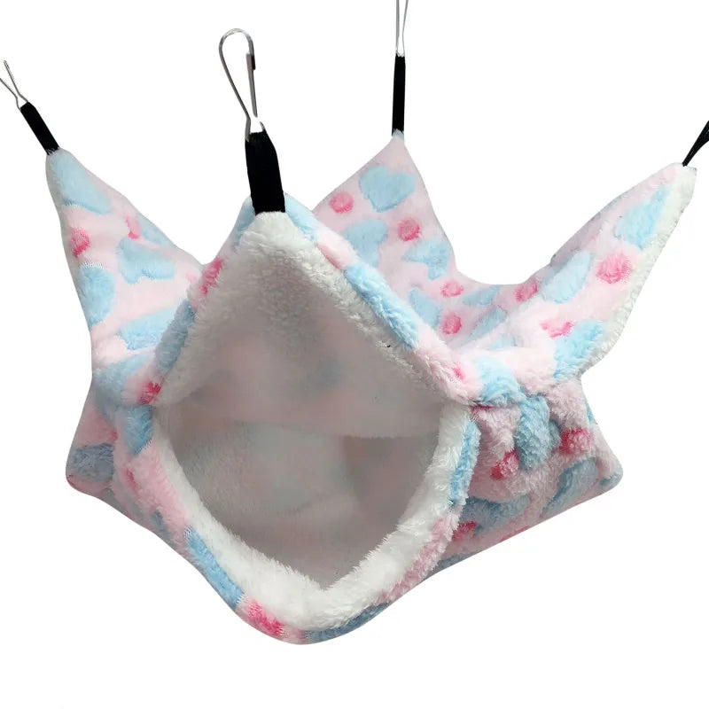 Hamster Hideout Cage Print Fleece Guinea Pig Sugar Glider Sleeping Bed Rodent Hammock Rat Little House Animals Supplies