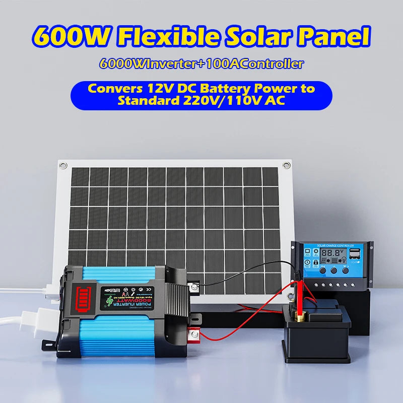 6000W Solar Inverter Kit with 600W Panel 12V Charging System