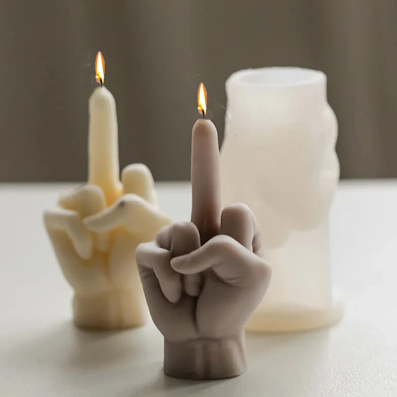 3D Middle Finger Silicone Candle Mold for DIY Crafts and Gifts