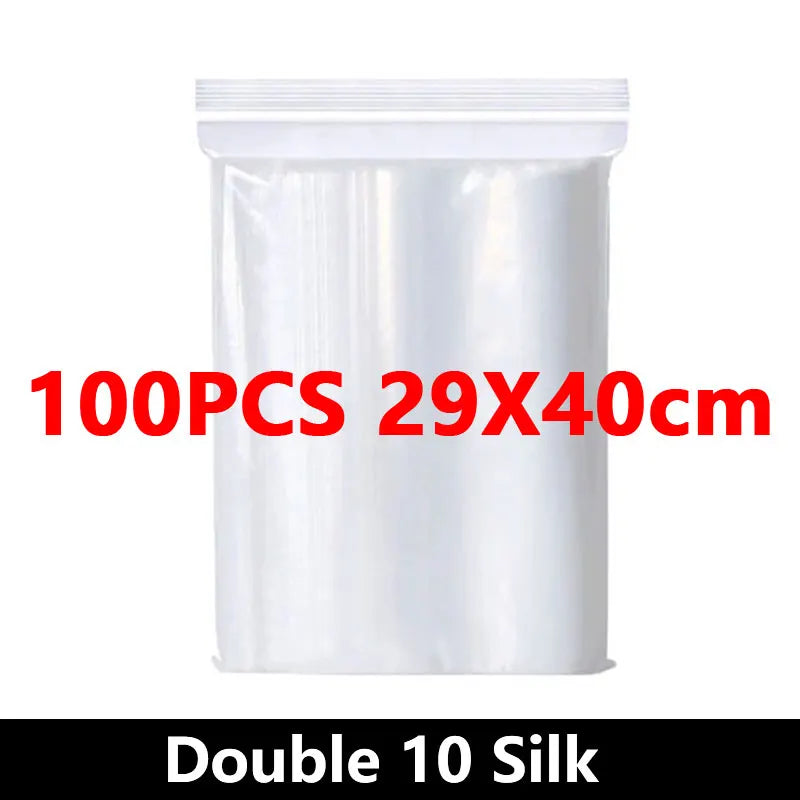 100Pcs Thicken Zipper Sealed Bags Clear Plastic Storage Bags for Jewelry and Food Packing