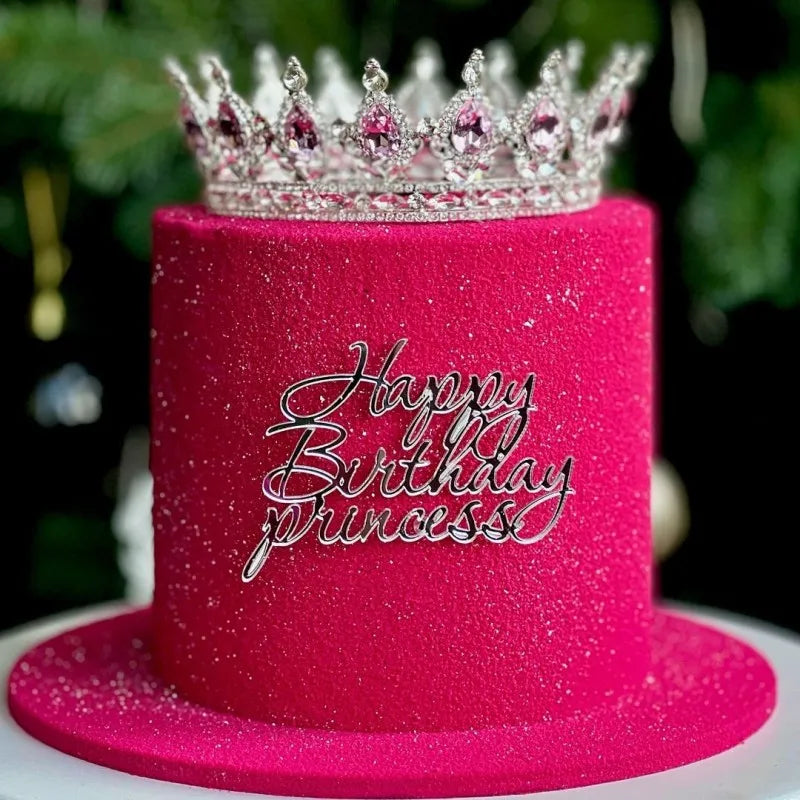 Beautiful Crystal Crown Cake Topper for Girl's Birthday Party Decoration