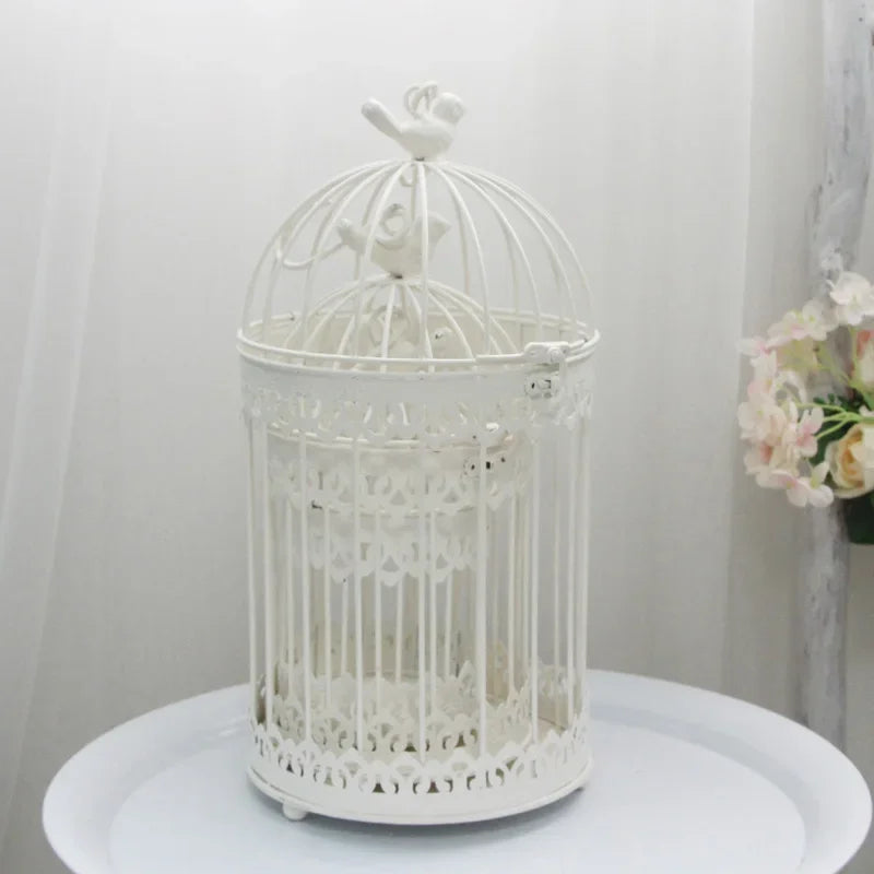 Iron Metal Bird Cage Decoration Hanging Flower Wedding Candle Holder Jewelry