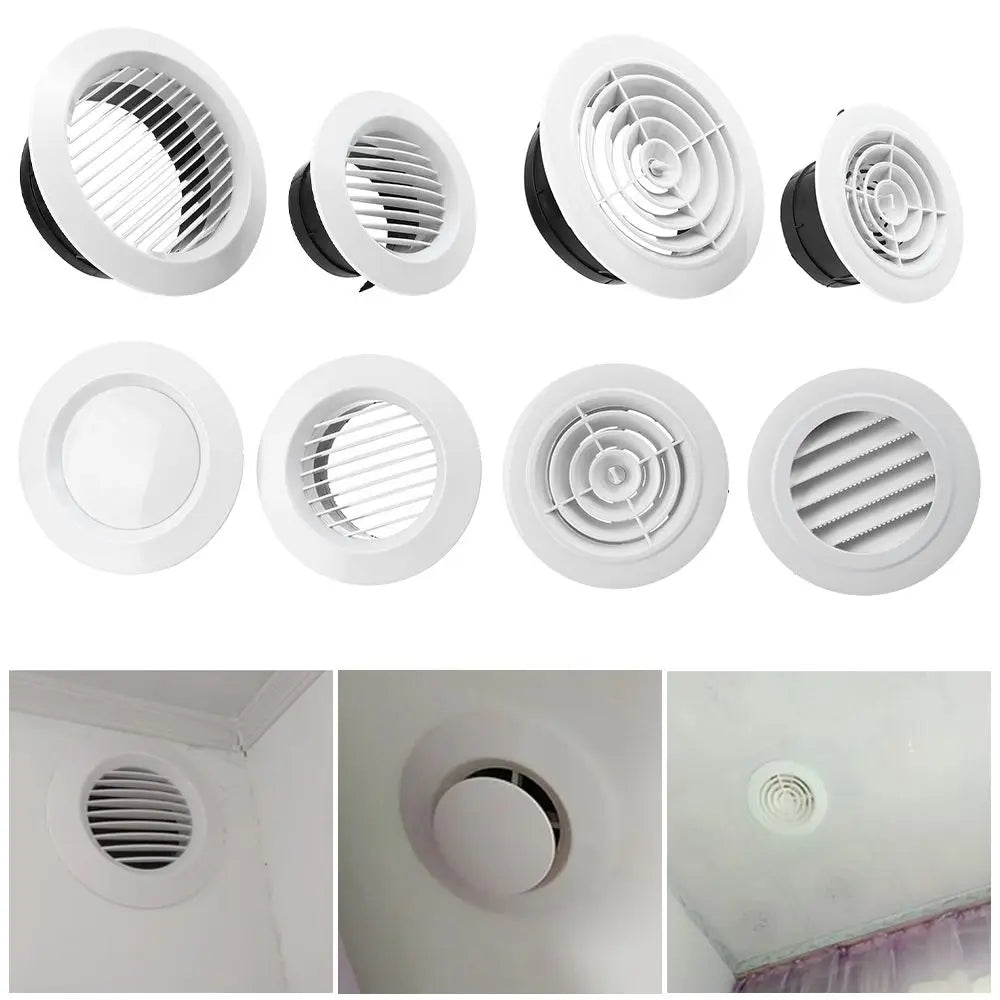 Adjustable Air Ventilation Cover Round Ducting ABS Grille for Kitchen and Bath Air Outlet