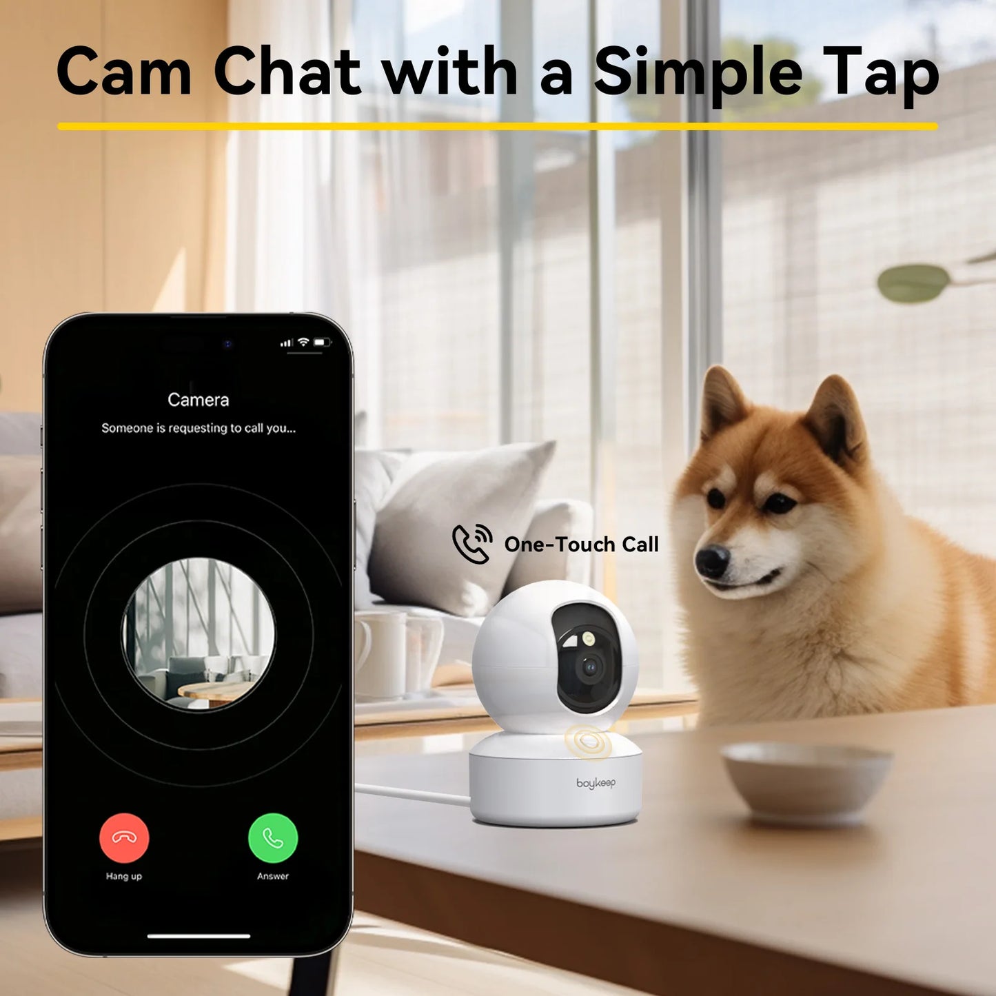 Boykeep 2K Pet Camera with Phone App Indoor Security Camera 5G 2.4GHz WiFi 360 Degree Pan and Tilt Two Way Audio Night Vision