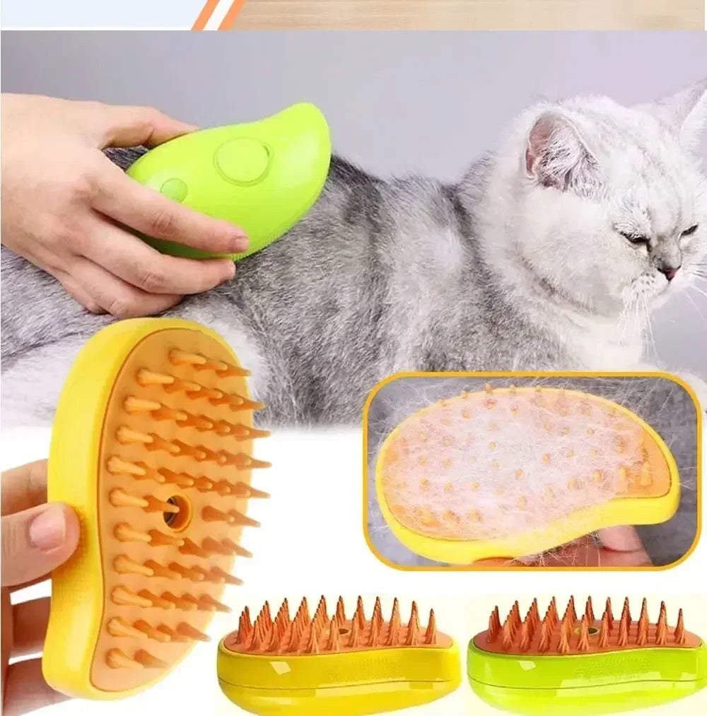 Dog Cat Steamy Brush Electric Sprayer 3 in 1 Grooming Tool