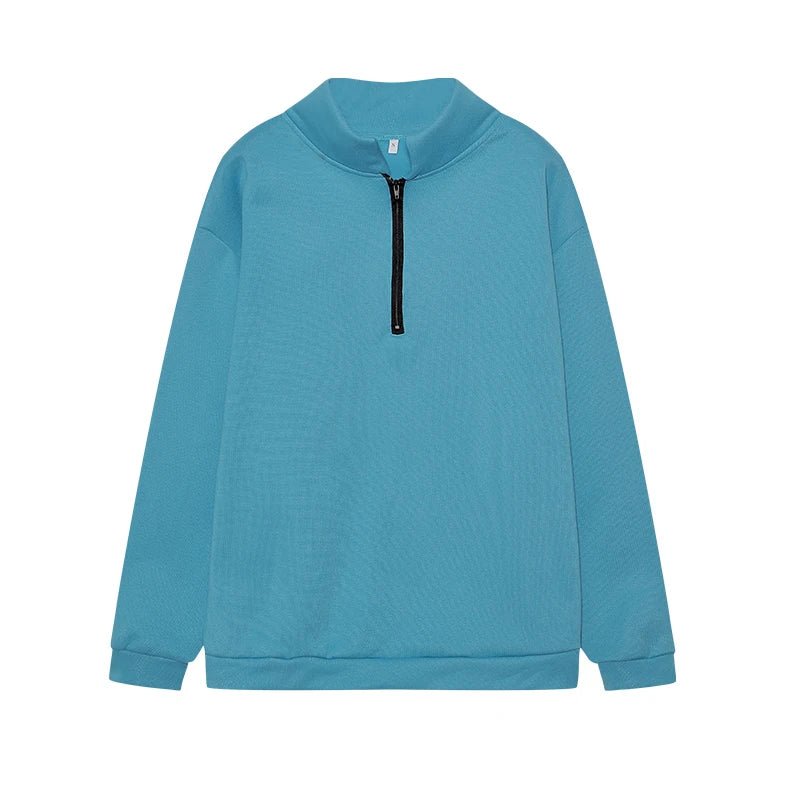 2024 Autumn And Winter Casual Half Zipper Jacket Sweater Woman