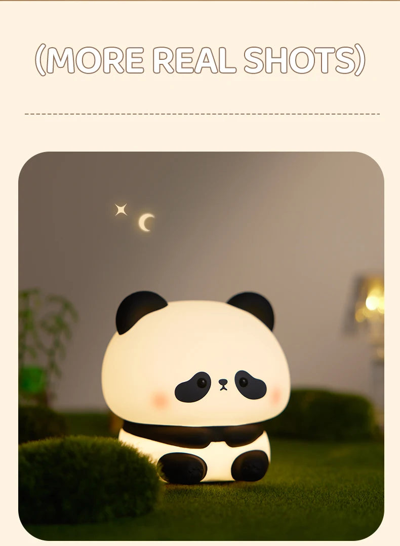 Panda LED Night Light Cute Silicone Touch Lamp USB Rechargeable Bedroom Decor Perfect Children's Gift