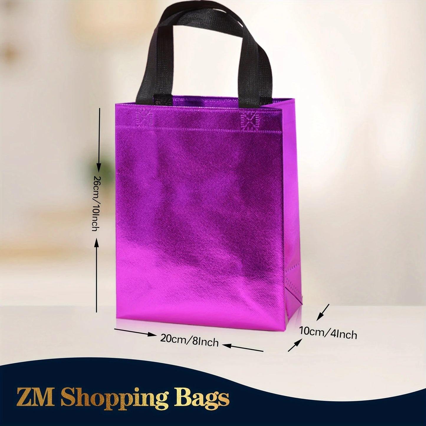 Vibrant 10-Pack Gradient Tote Bags Laminated Waterproof Multi-Purpose Shopping and Party Gift Bags