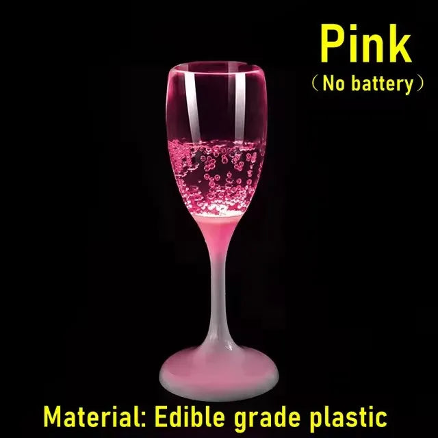 LED Light Up Champagne Flutes Set of 6 Colorful Plastic Drinking Glasses for Parties and Celebrations