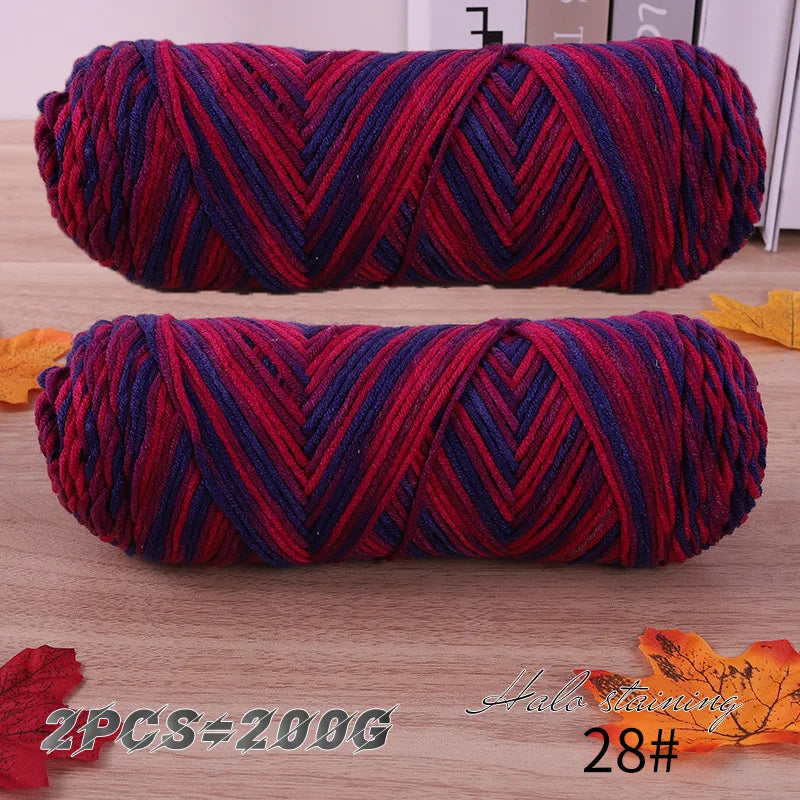 2 PCs Colorful 5-Strand Dyed Milk Cotton Baby Yarn DIY Scarf