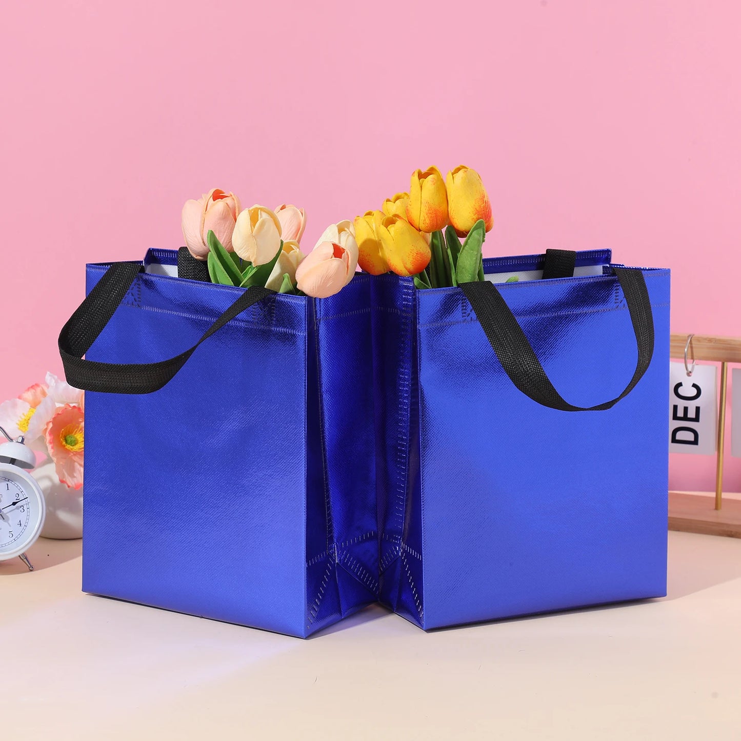 Vibrant 10-Pack Gradient Tote Bags Laminated Waterproof Multi-Purpose Shopping and Party Gift Bags