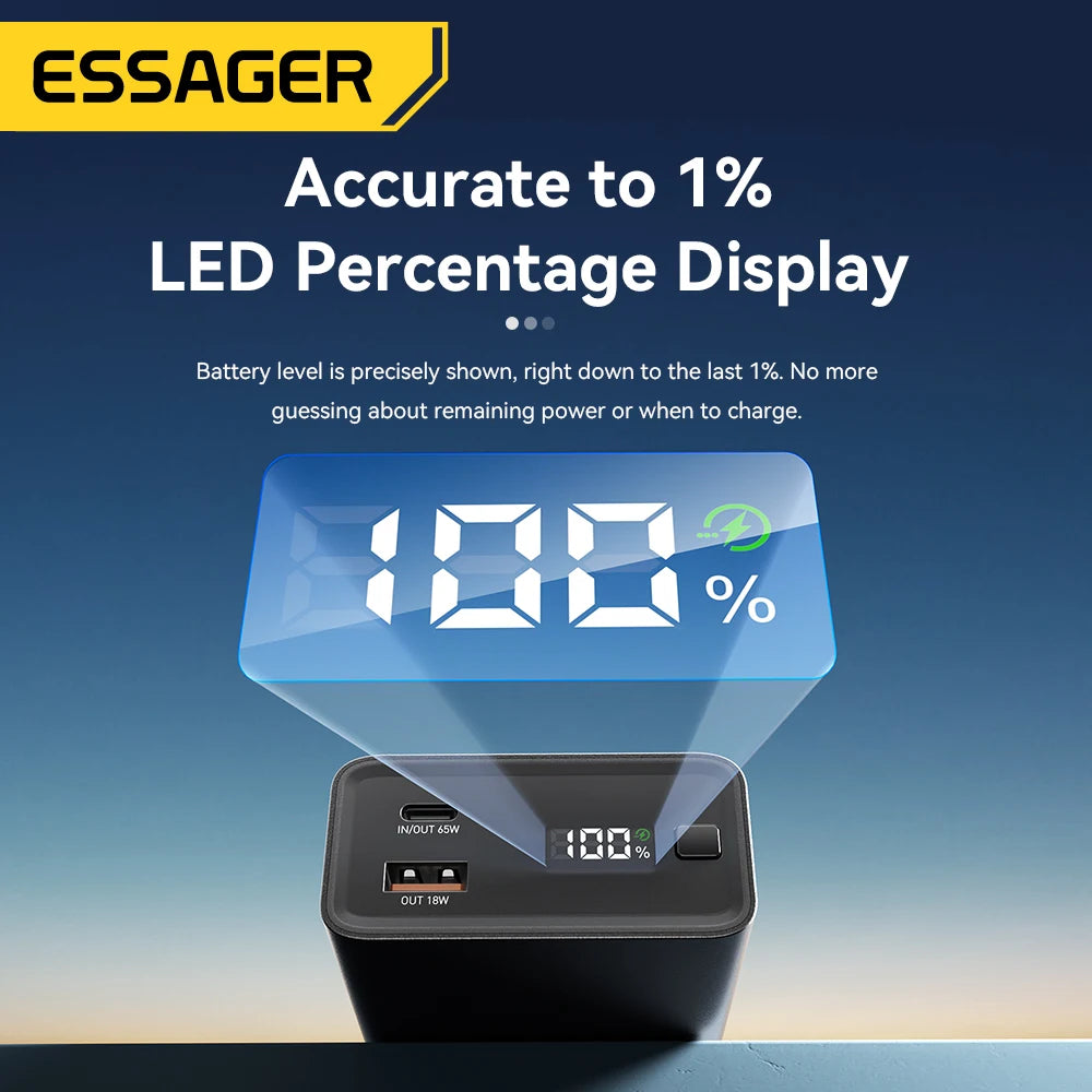 Essager Power Bank 20000mAh Portable PD 65W Fast Charger