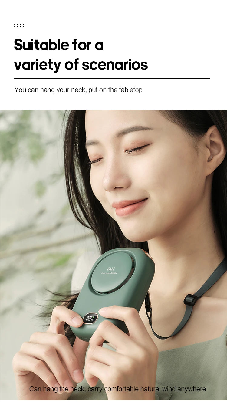 Portable Hanging Neck Fan Mini Cooling Waist Fans Bladeless USB Rechargeable Sports Cooler Fan for Outdoor Use