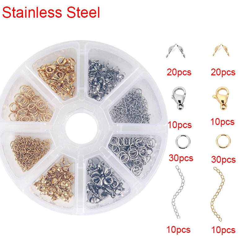 Jewelry Making Kit Set Box Stainless Steel Findings for Bracelets and Necklaces
