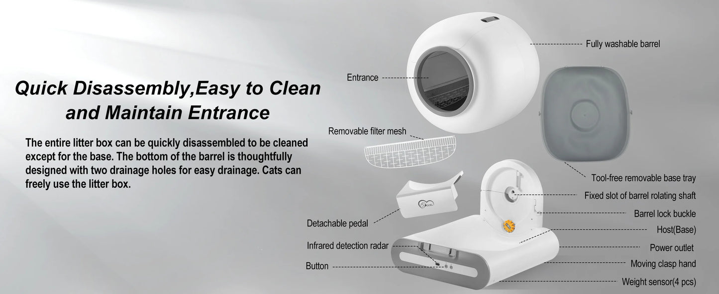 DOEL Automatic Cat Litter Box Self Cleaning With App Control