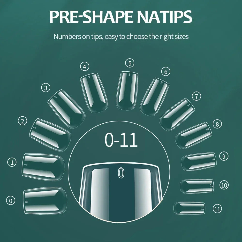 Nailpop 600PCS Full Cover Medium Length Ballerina Nail Tips