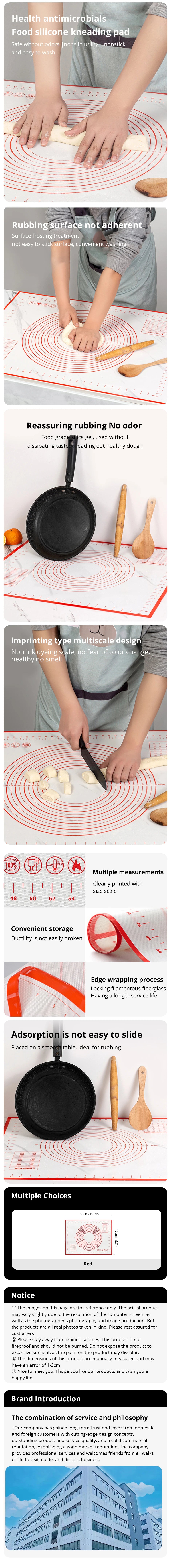 1Pc 40X50CM White And Red Silicone Kneading Dough Mat
