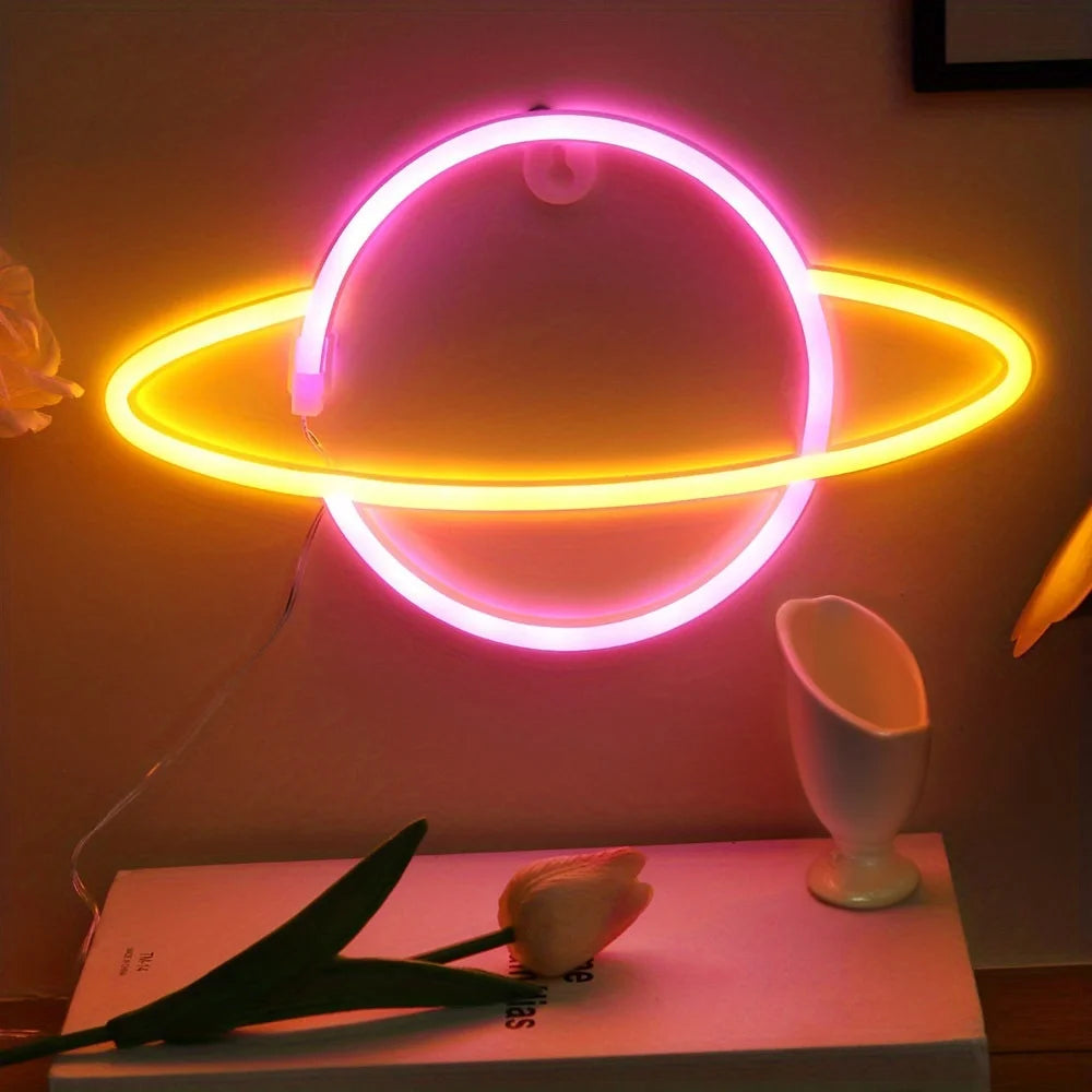 1pc Lightning Neon Light Creative LED Sign USB Battery Night Light for Home Bedroom Party Decor