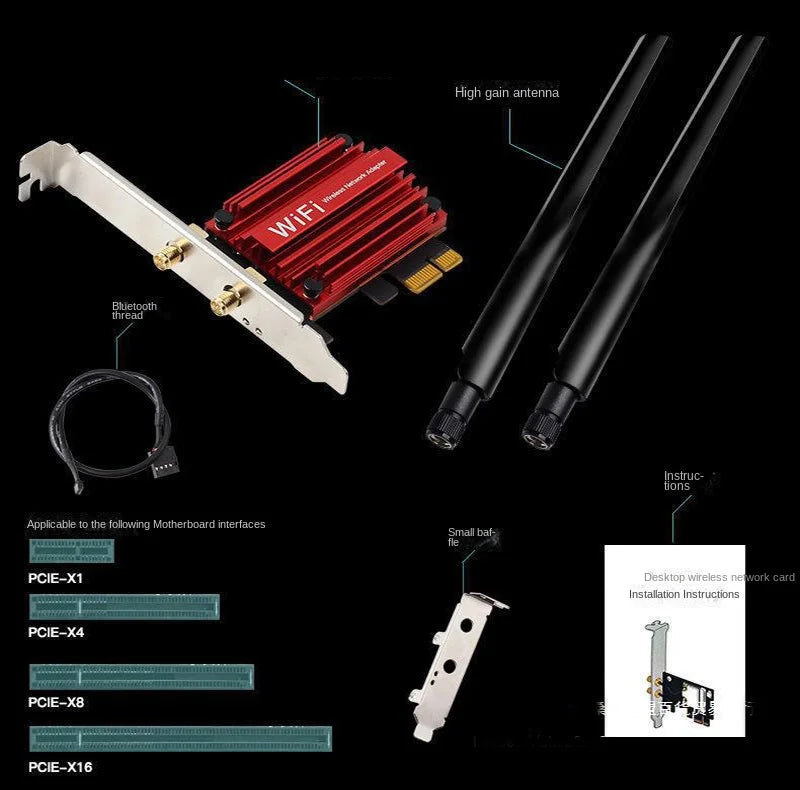 WiFi 5 PCI-E Wireless Adapter AC1200 Dual Band Bluetooth 4.0