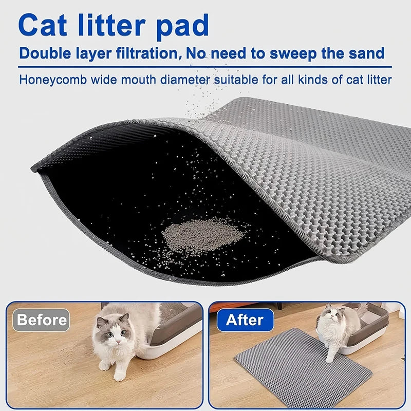 Pet Cat Litter Mat Waterproof Double Layer Cat Litter Trapping Pad for Clean Floors