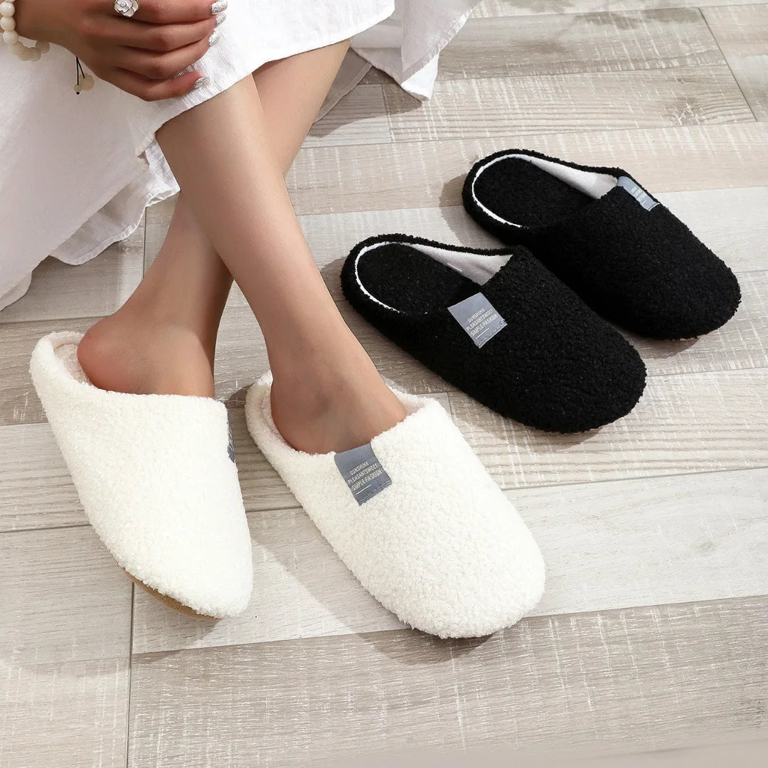Couples Home Slippers Soft Fur Warm Indoor Flat Slides