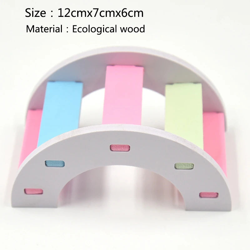 1pc Functional Wooden Hamster Arch Bridge Toys Hiding Climbing Ladder Small Pet Products Hamster Cage Golden Bear Toy Supplies
