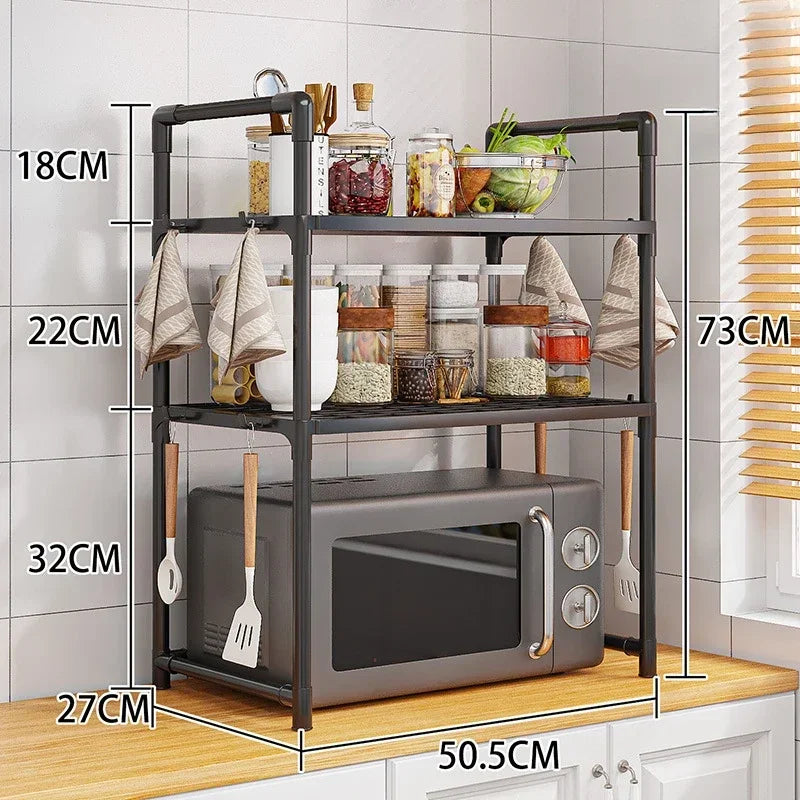 Multi Layer Kitchen Storage Rack Condiment Organizer Microwave Shelf Countertop Tidying Solution Kitchen Accessories