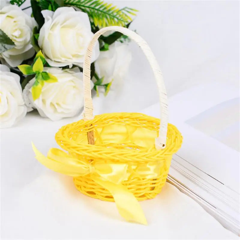 1PC Round Small Flower Storage Basket Hand-Woven Decorative Home Basket