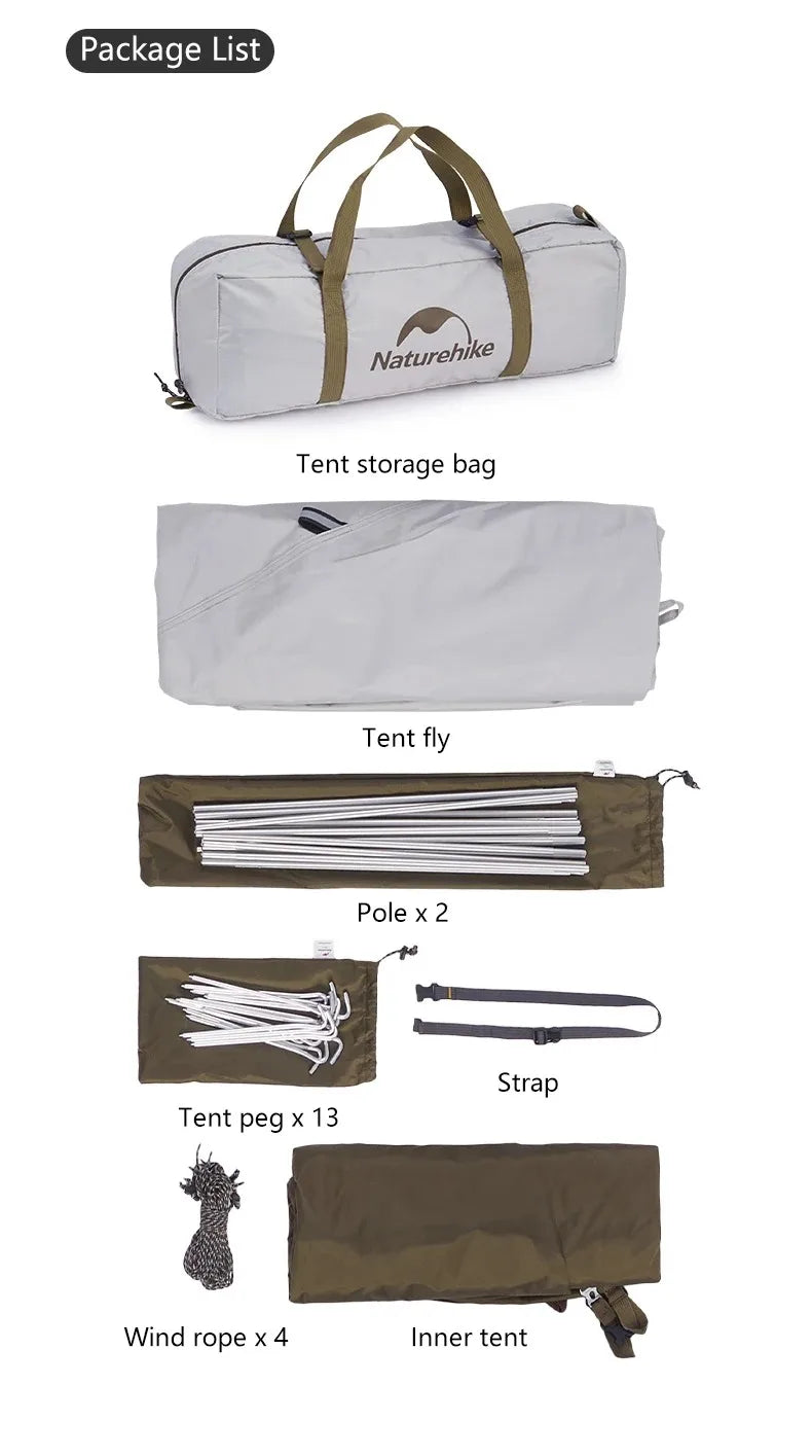 Naturehike Camping Tent 2-3 People Waterproof Ultralight UPF50+ Outdoor Shelter