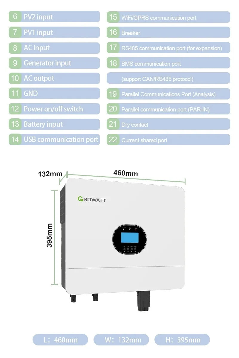 Growatt 6KW Off Grid Inverter SPF 6000 ES Plus WiFi Hybrid