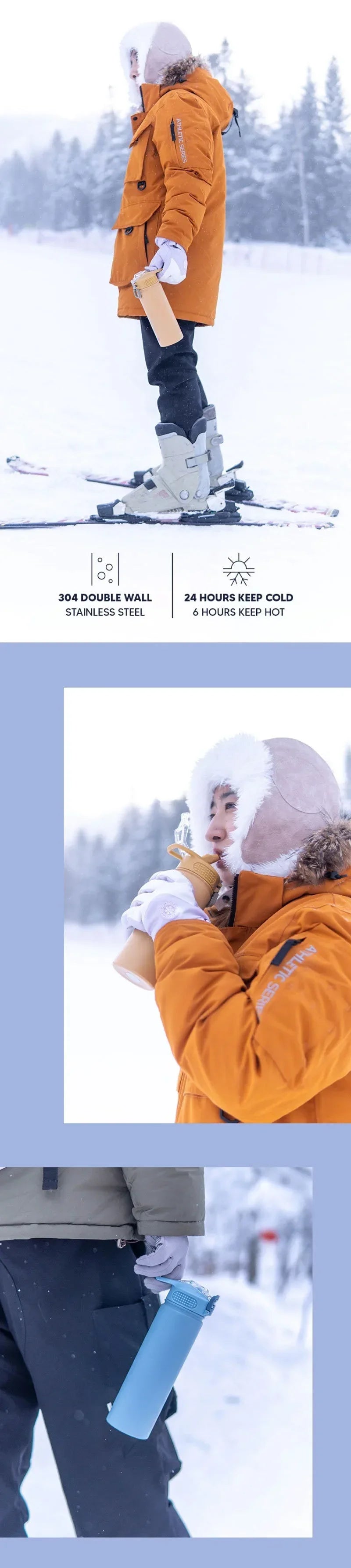 Insulated Stainless Steel Water Bottles – 600ml / 750ml Travel Thermos for Hot & Cold Drinks