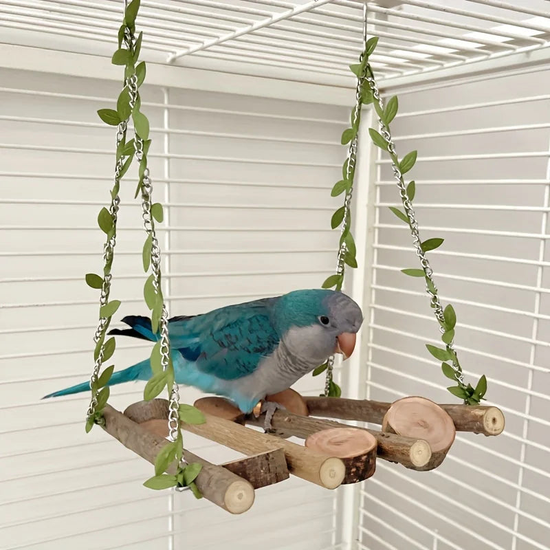 Natural Branch Bird Swing Parrot Toys Climbing Boardwalk Bird Toys Perched Bird Cage Accessories Swing Toy