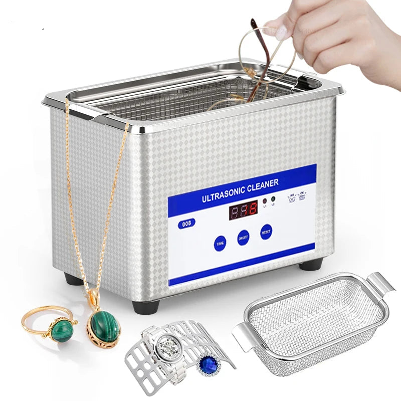 Ultrasonic Jewelry and Glasses Cleaner 40KHZ High Frequency Washing Bath with Powerful 35W Transducer for Deep Cleaning